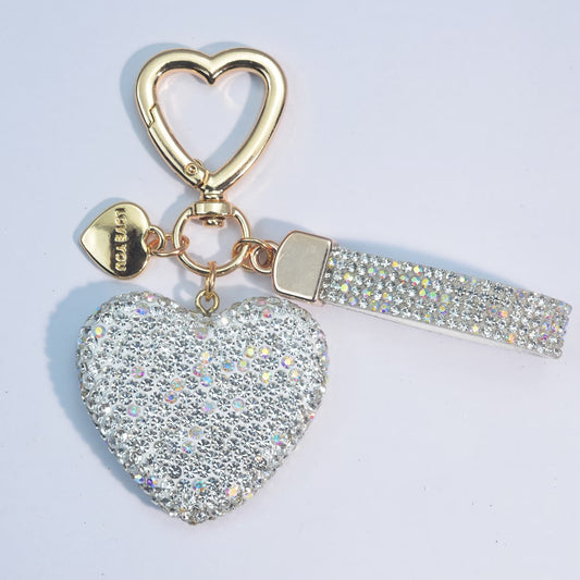 Cute Rhinestone Keychain – Pink Strawberry Cross Strass Key Tags Charm