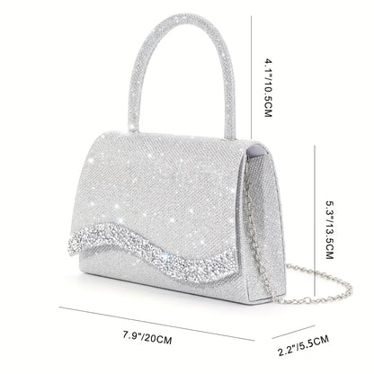 Diamond-Studded Evening Bag – Rhinestone Chain Purse Versatile Glitter Handbag