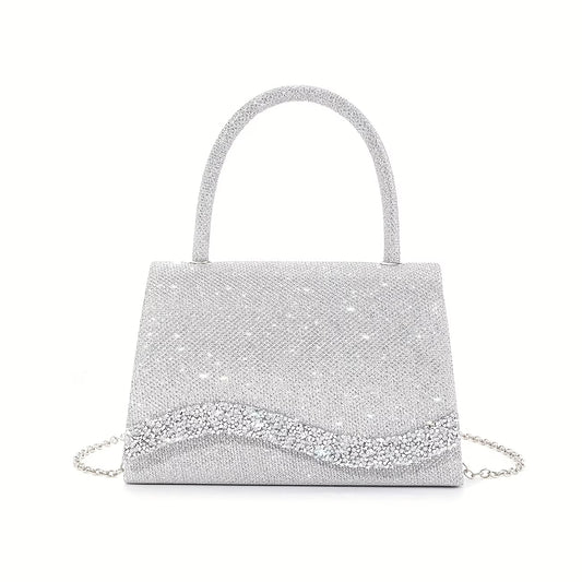 Diamond-Studded Evening Bag – Rhinestone Chain Purse Versatile Glitter Handbag